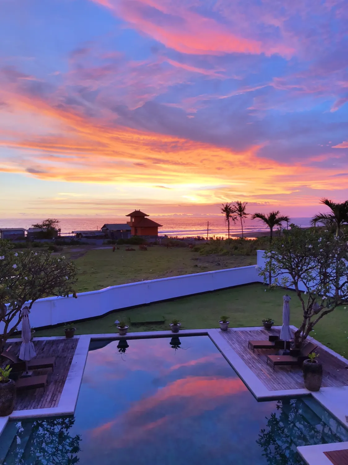 Sunset over the pool